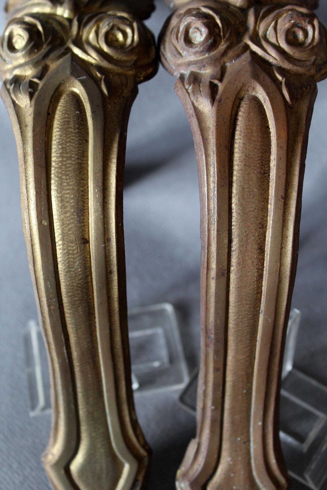 2 Antique Bronze French Empire Regency Gilt Curtain Tiebacks, Tie Backs, Cast Holdback, Bouquet Of Flowers, Curtain Holder Brackets, Ends photo Home Fixtures