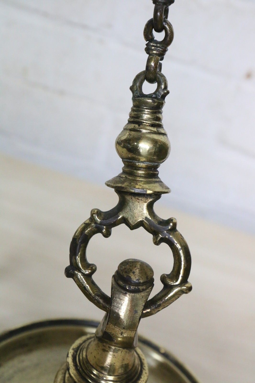 Antique Ceremonial Hanging Oil Lamp Bronze Thooku Vilakku Hindu Temple Gilt photo for sale