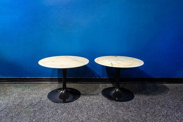 Tulip Coffee Tables With Marble Tops By Eero Saarinen For Knoll International, 1980s, Set Of 2