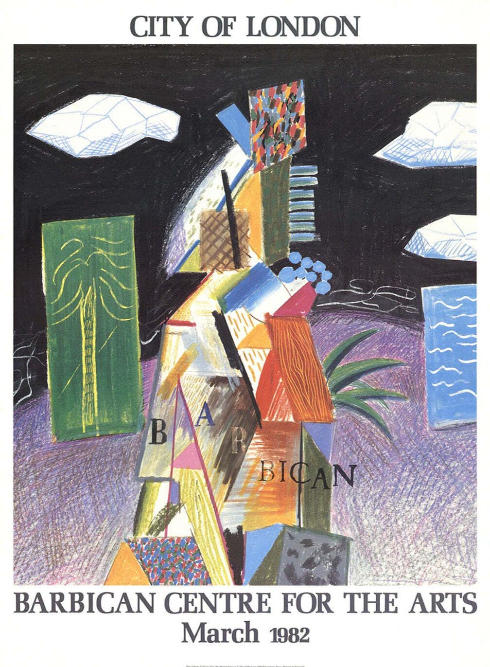 David Hockney   Barbican Centre For The Arts   City Of London Original Vintage Poster