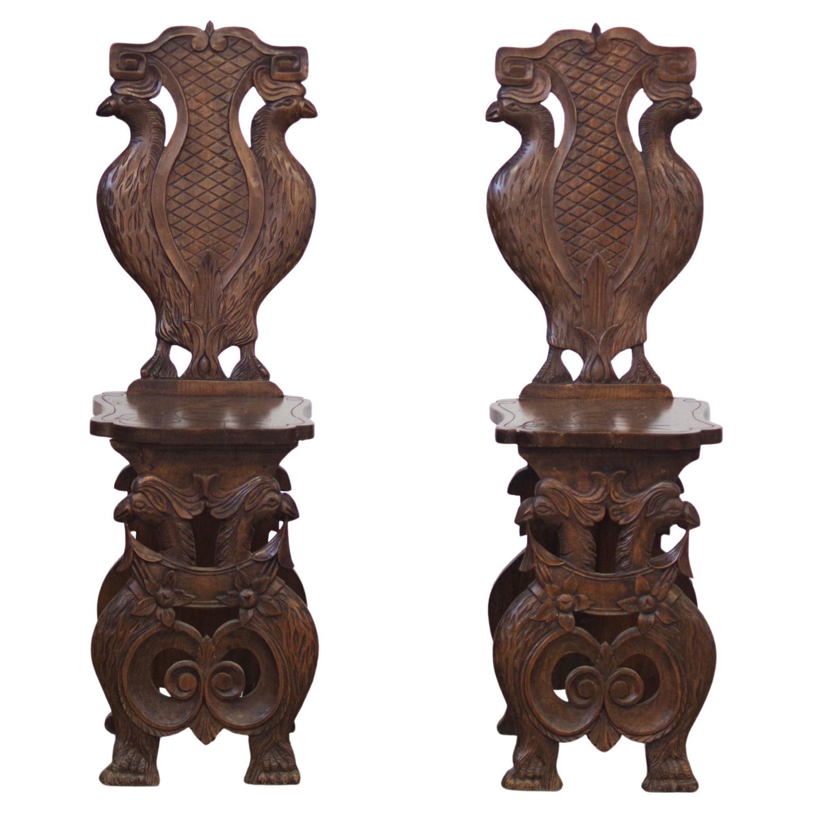 Pair Of Hand Carved Late 19th Century Chairs – Ornate Antique Craftsmanship
