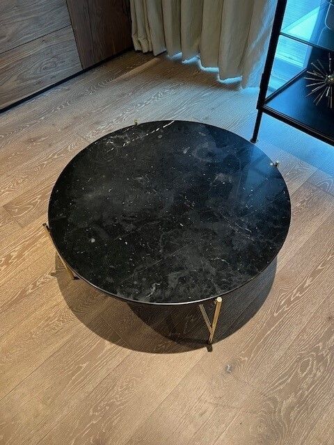 Ts Coffee Table (80 Diam X H.35cm) – Black Marble And Brass Base, Retails £1,499 photo for sale