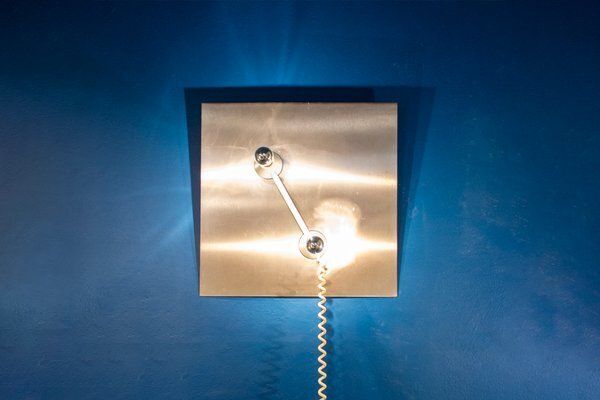 Stalen Wandlamp Met Twee Lichtpunten, Ca. Jaren 1970