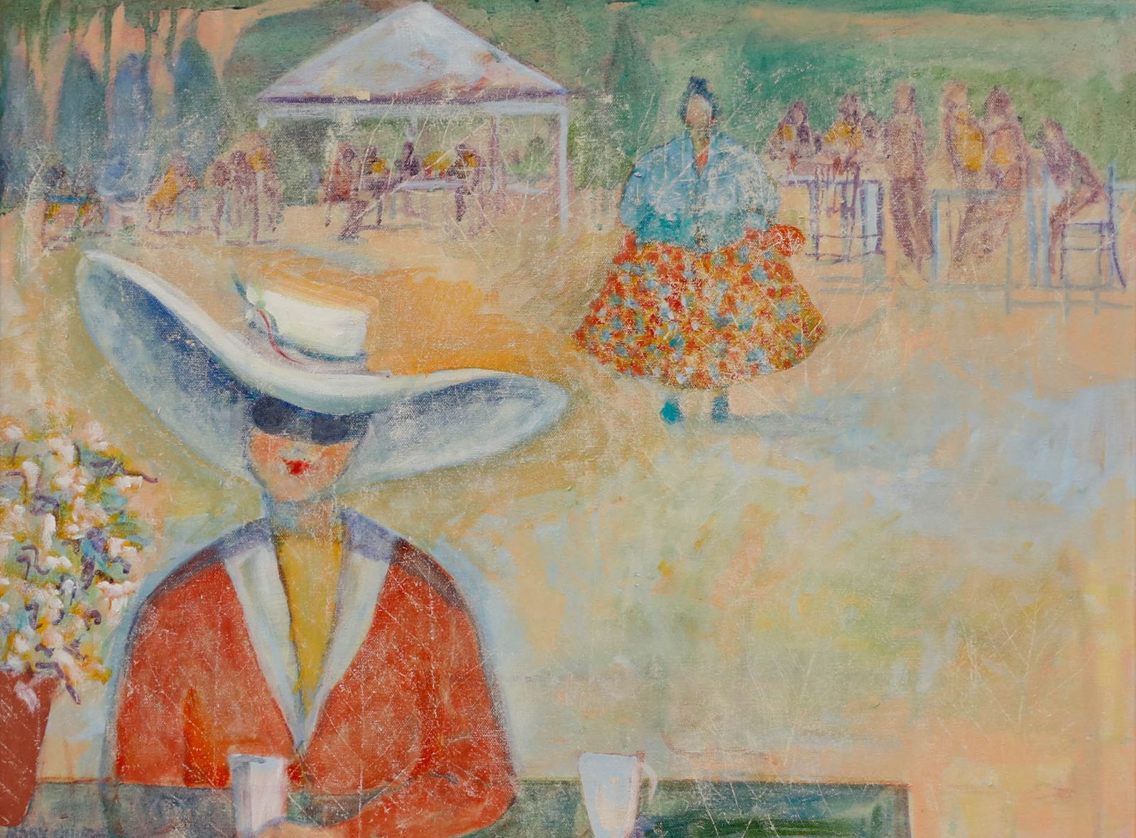 Mary Chugg (1935 2024) Framed Contemporary Oil, Visitor At Rosemoor photo furniture