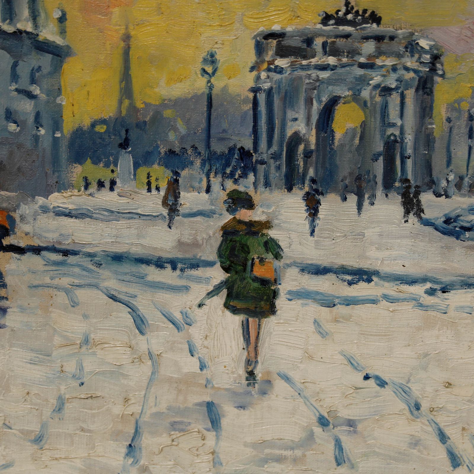Moses Bahelfer Bagel (1908 1995) Oil, Snow On The Arc De Triomphe photo Art