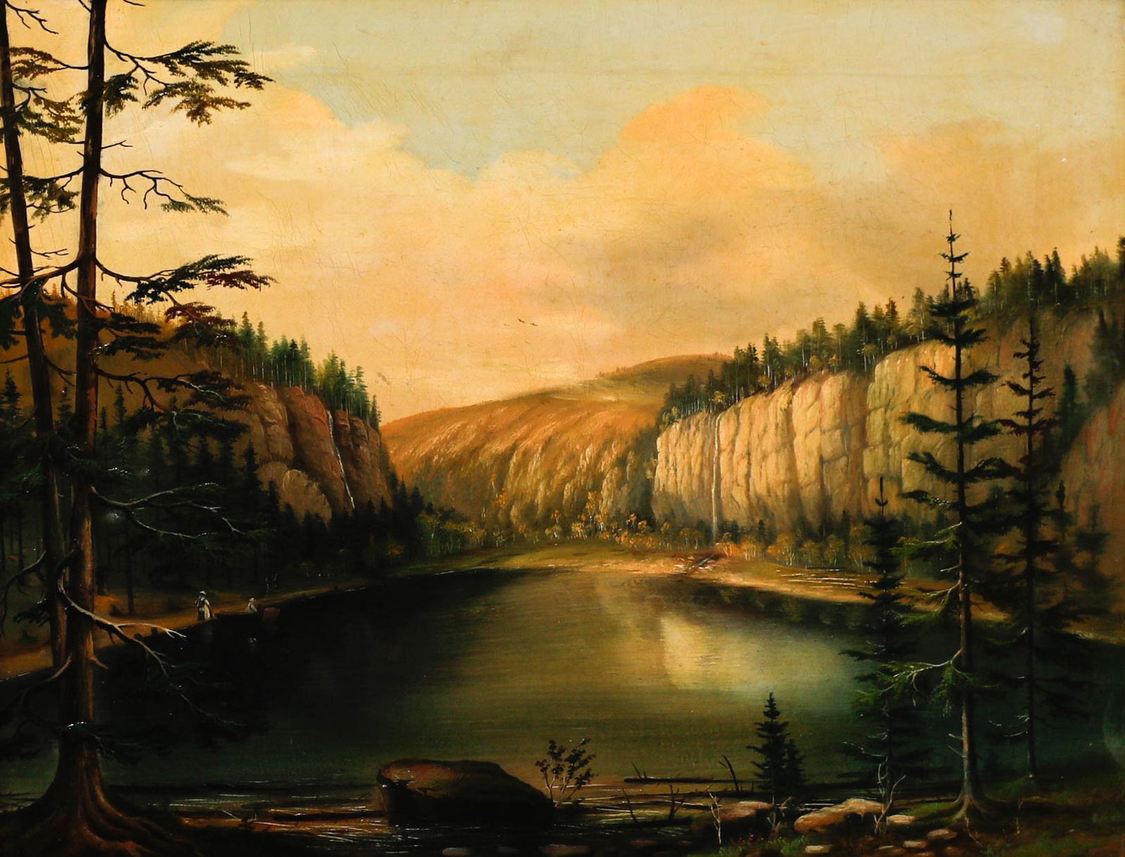 Framed 19th Century Oil Quarry Lake photo furniture