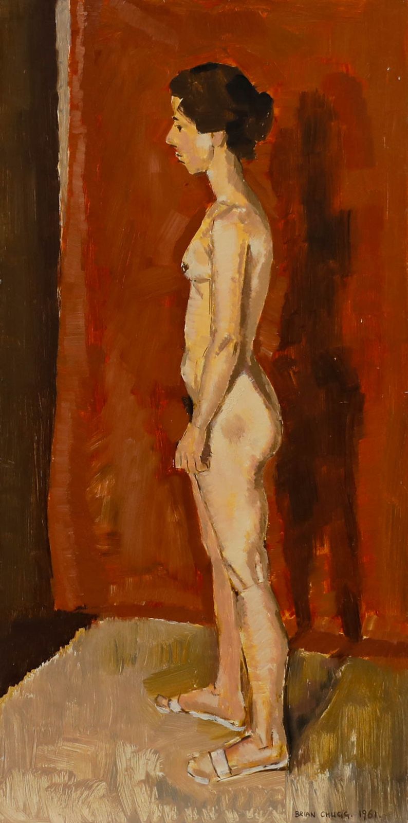 Brian Chugg (1926 2003) Mid 20th Century Oil, Nude In Profile photo furniture