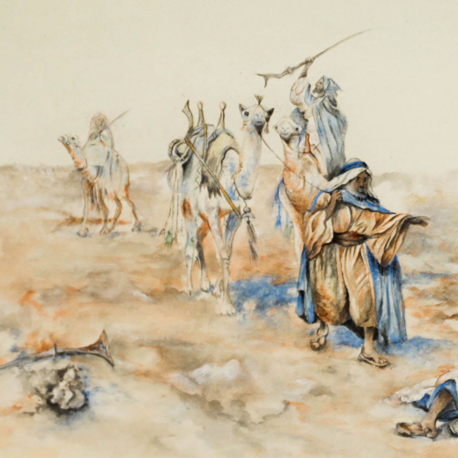Edith Lawson Framed 1900 Watercolour, Assassination In The Desert photo Art