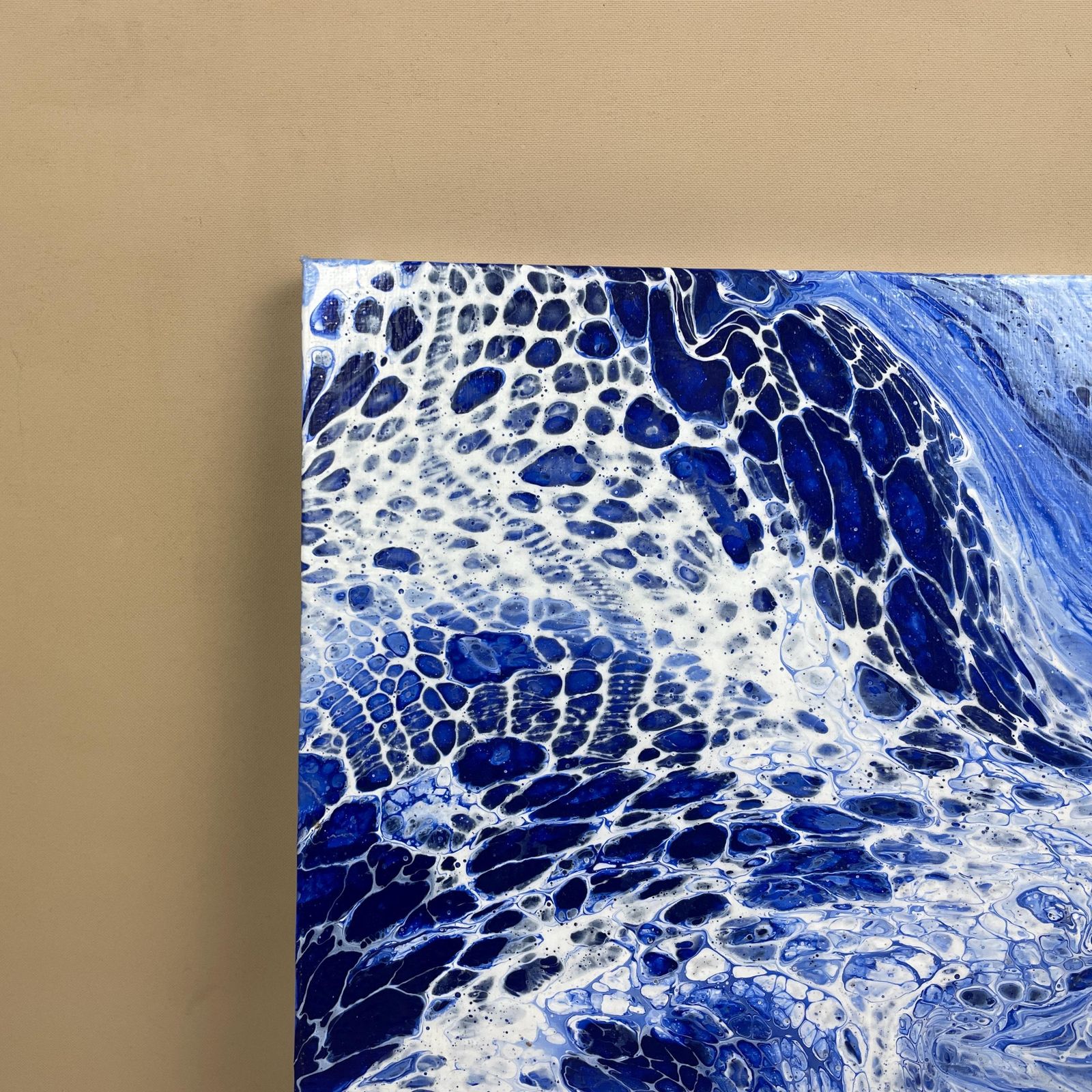 Vintage Marbled Painting Picture Original Artwork On Canvas Marble Pattern Wood Frame Painted Art Rectangle 31x22.7cm Wall Hanging Marbling photo Art