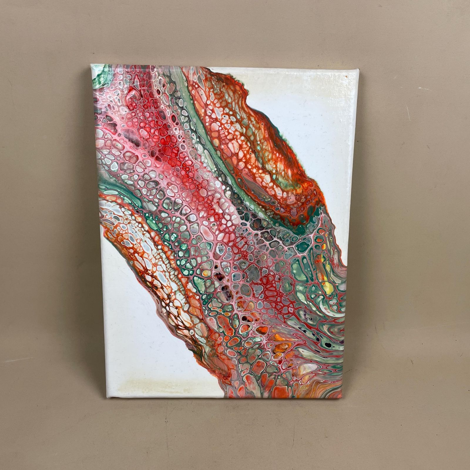 Vintage Marbled Painting Picture Original Artwork On Canvas Marble Pattern Wood Frame Painted Art Rectangle 31x22.7cm Wall Hanging Marbling