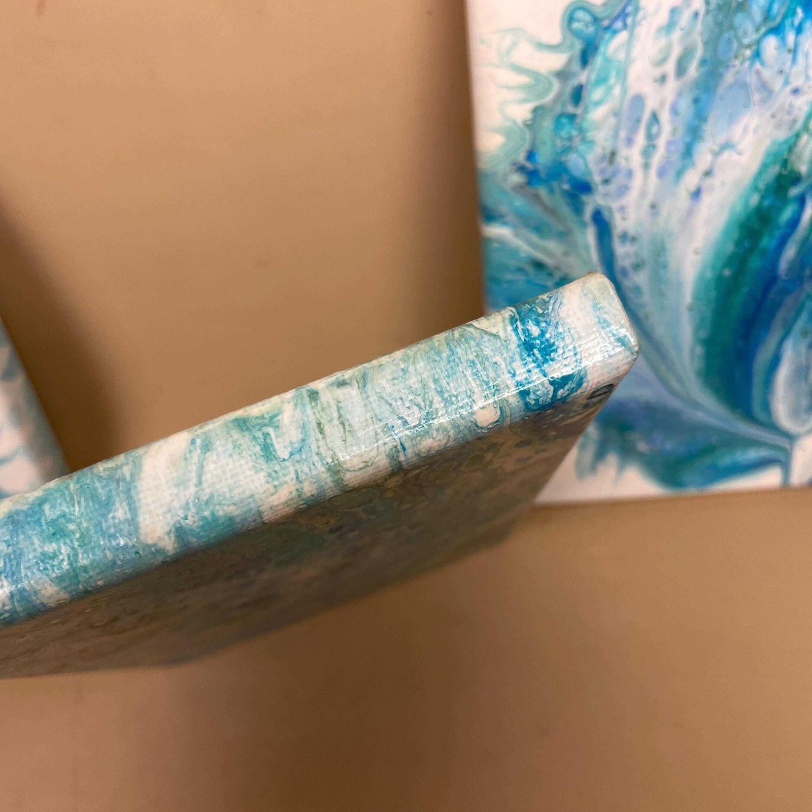 photo furniture Vintage Marbled Painting Picture Original Artwork Canvas Marble Pattern Wood Frame Painted Art Rectangle 18x13cm Wall Hanging Marbling