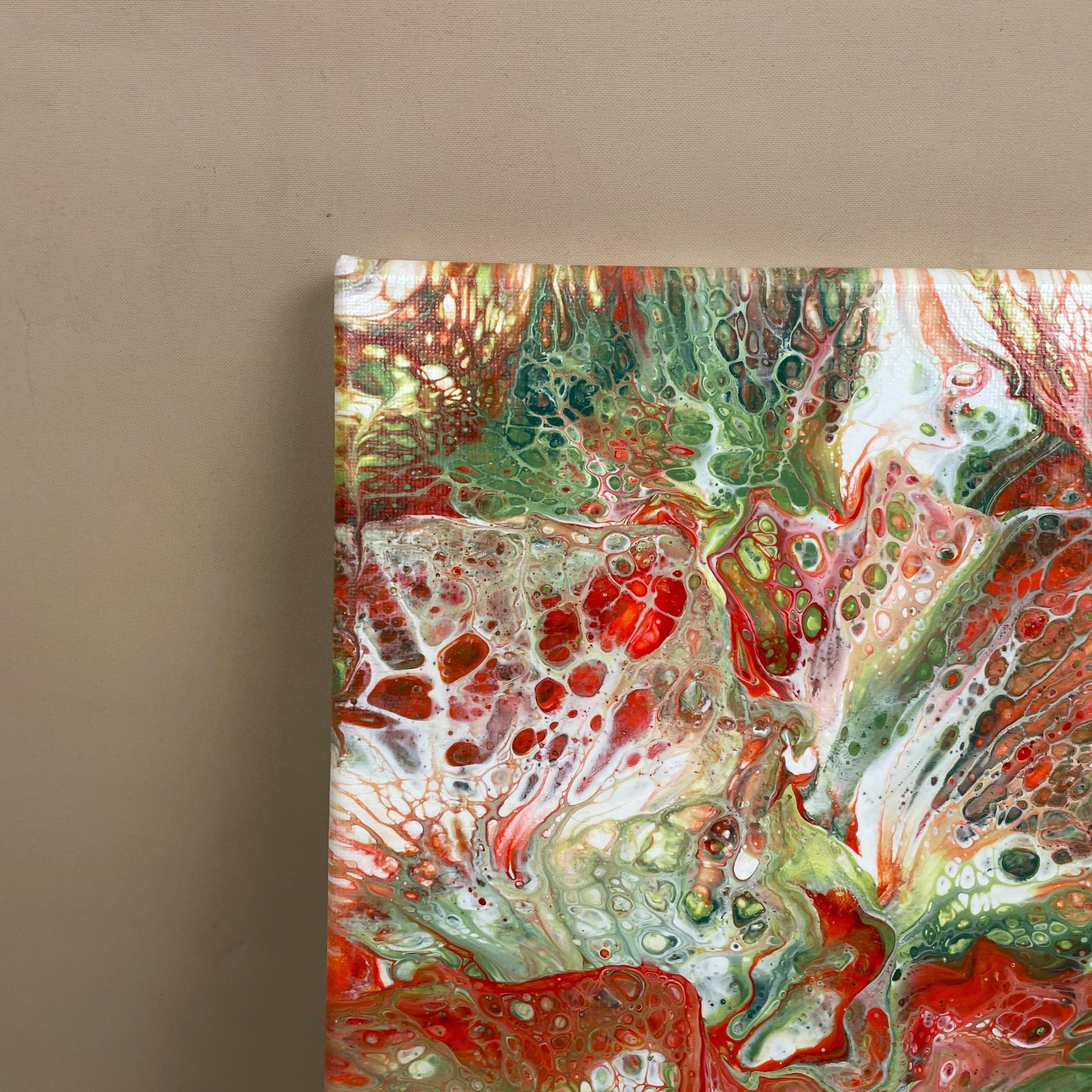 Vintage Marbled Painting Picture Original Artwork On Canvas Marble Pattern Wood Frame Painted Art Rectangle 31x22.7cm Wall Hanging Marbling photo Art
