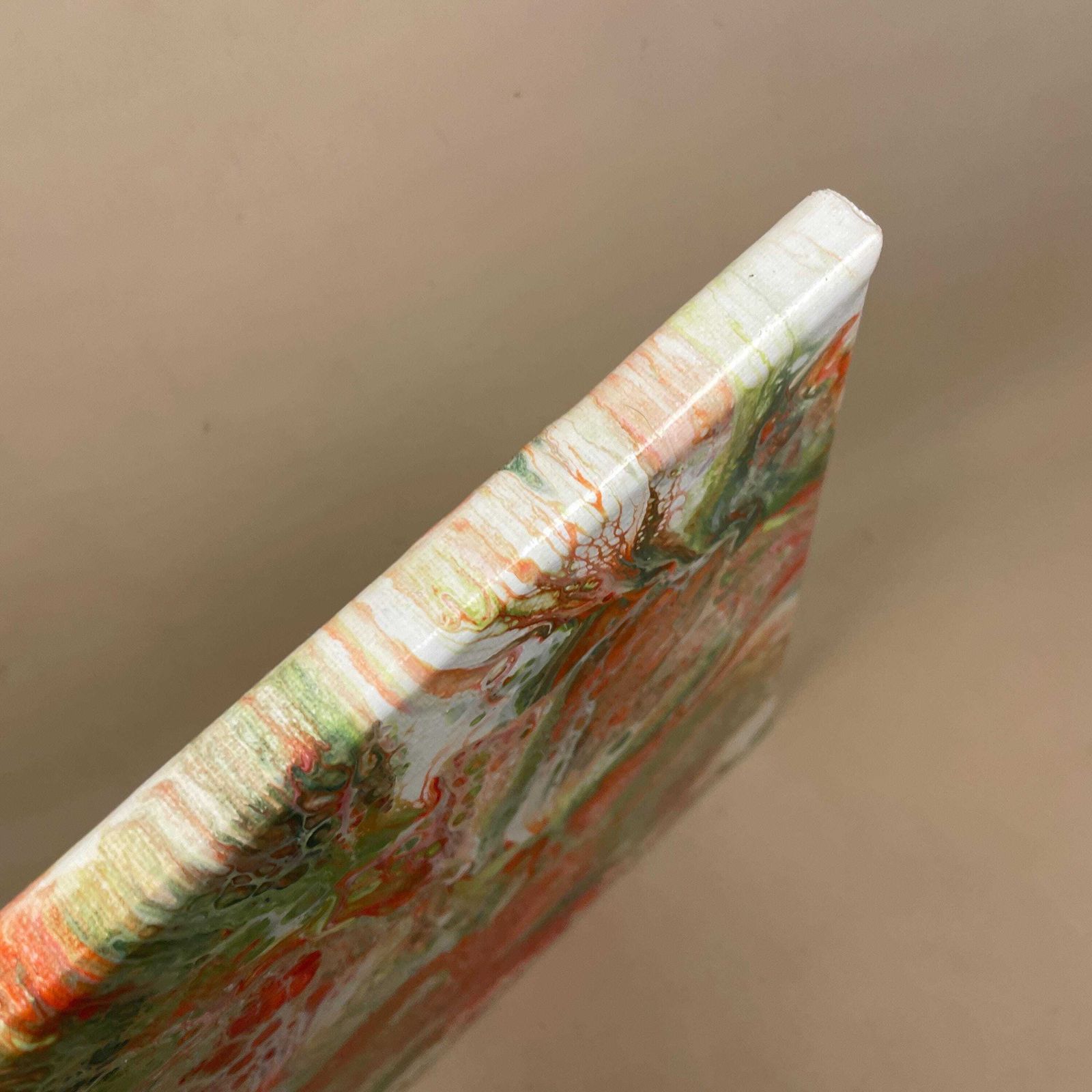 Vintage Marbled Painting Picture Original Artwork On Canvas Marble Pattern Wood Frame Painted Art Rectangle 31x22.7cm Wall Hanging Marbling photo vintage