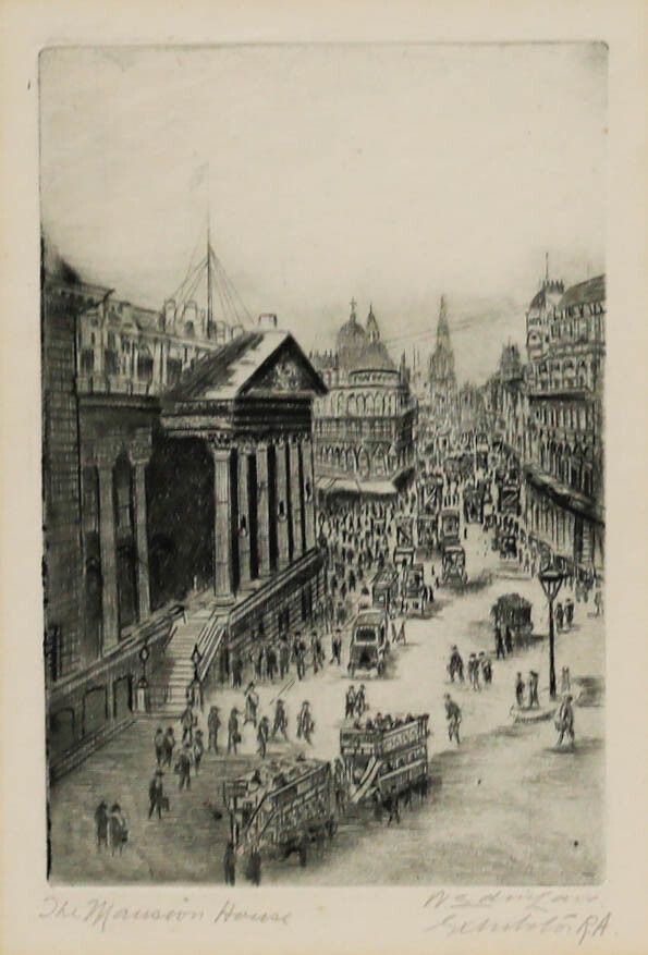 Nicol Laidlaw Ra (1886 1929) Framed Etching, The Mansion House photo furniture