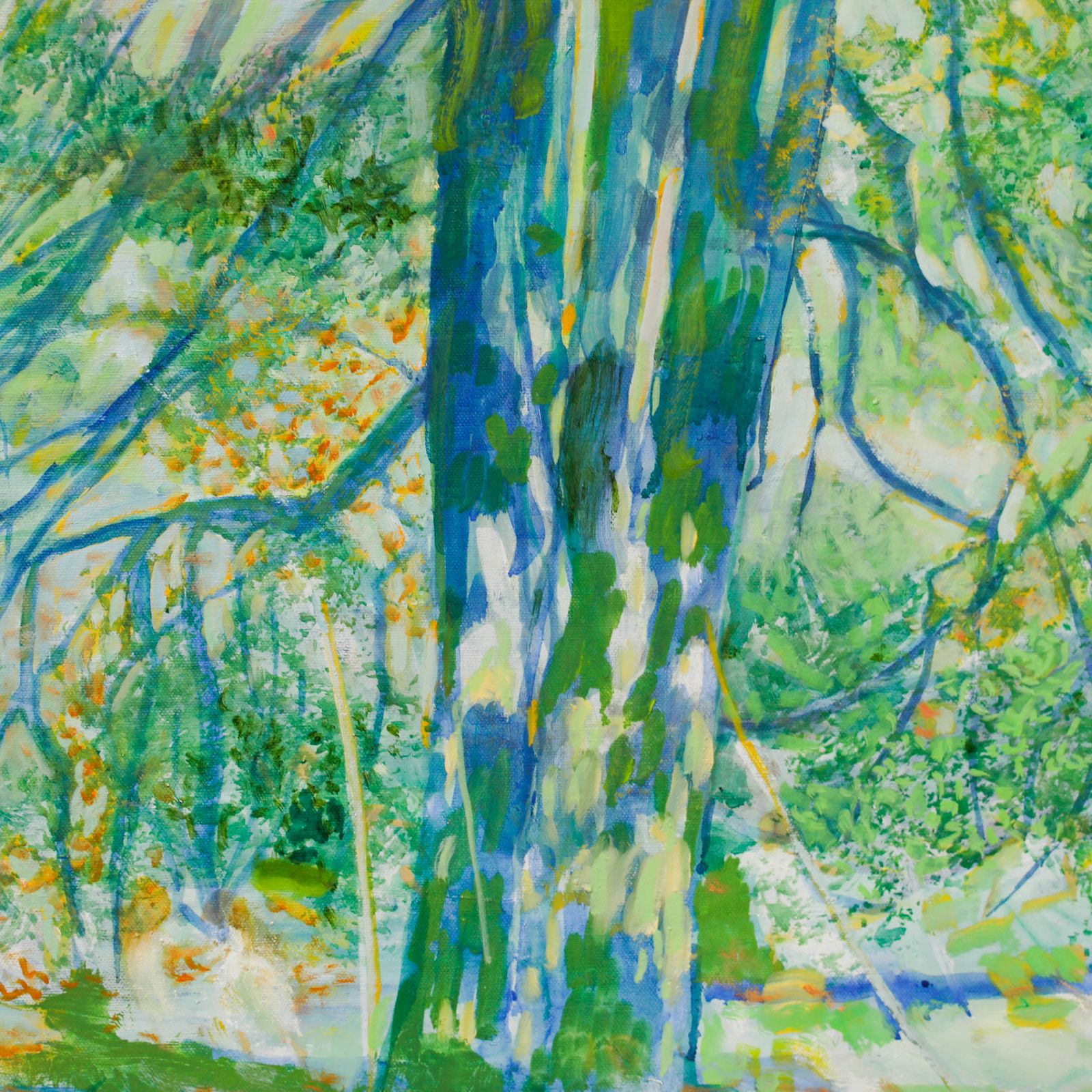 Mary Chugg (1935 2024) Framed Contemporary Oil, Sunlight & Trees photo Art