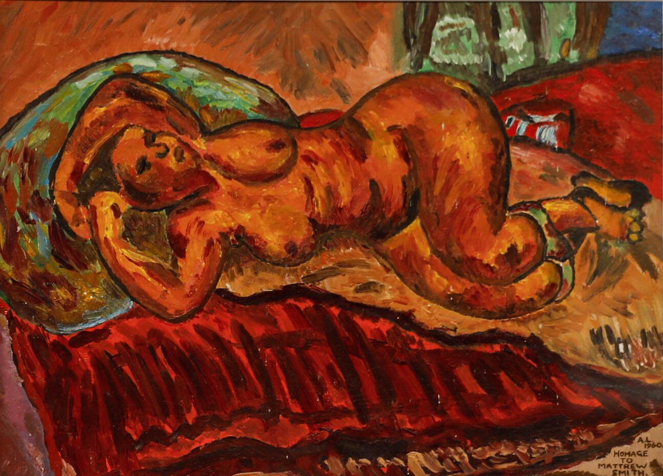 A. L.  Mid 20th Century Oil, Homage To Matthew Smith photo furniture