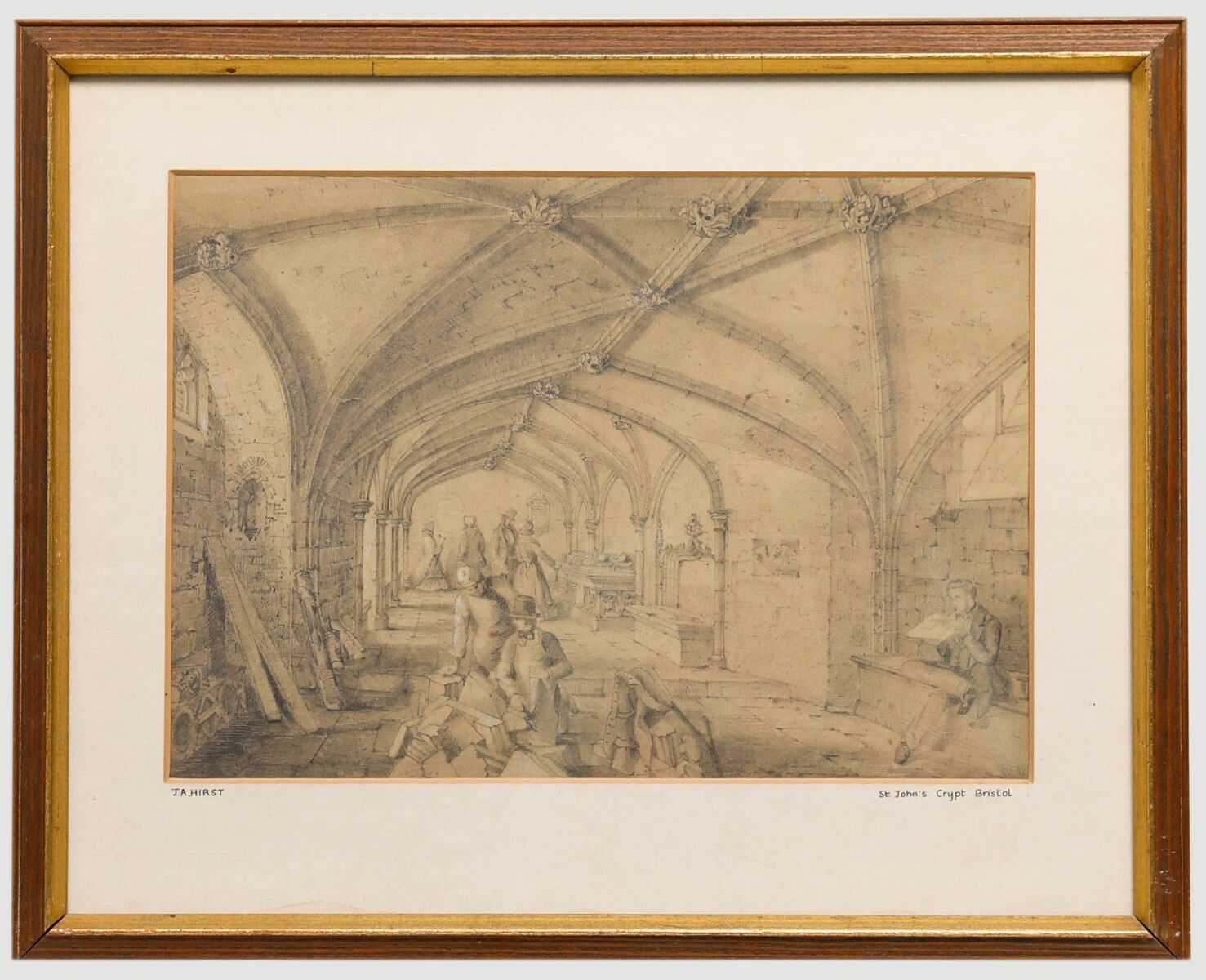 Joseph Henry Hirst (1863–1945) Graphite Drawing, St. John's Crypt Bristol