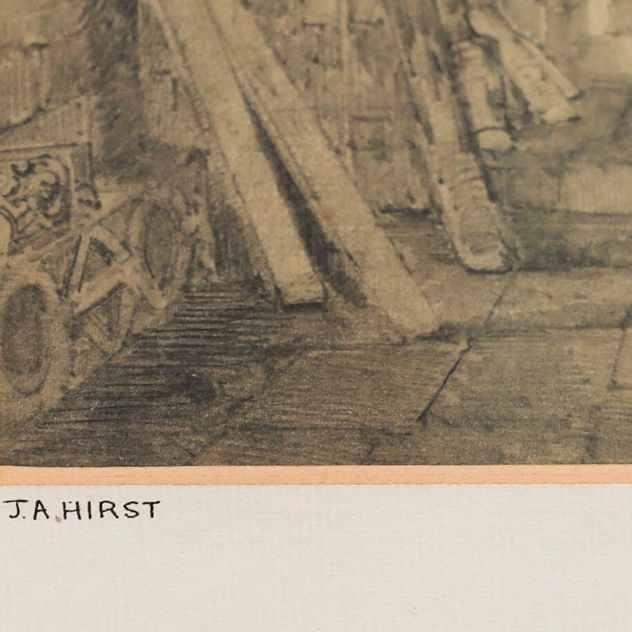 Joseph Henry Hirst (1863–1945) Graphite Drawing, St. John's Crypt Bristol photo buy