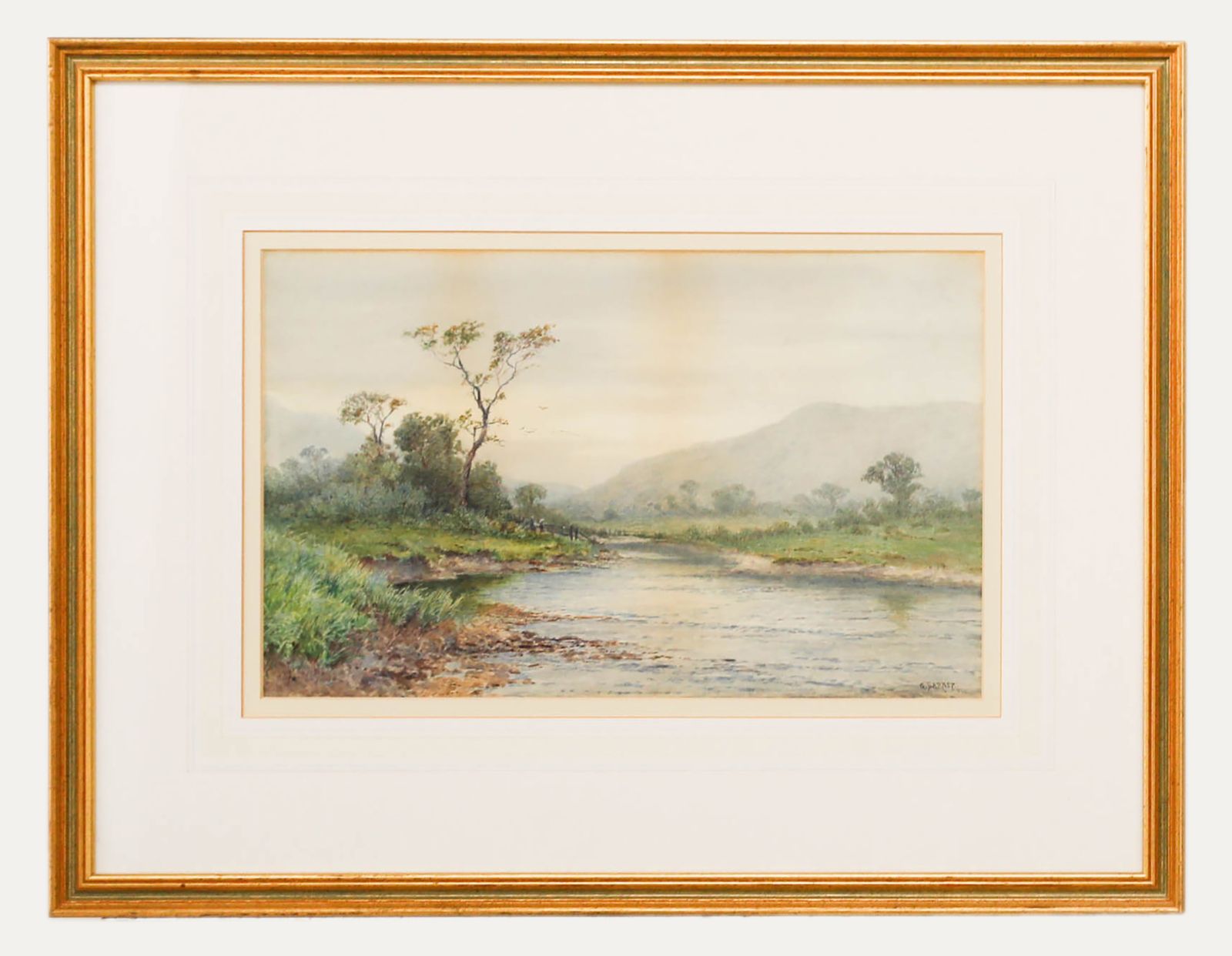 George Barker (1858 1911) Framed Watercolour, Valley Landscape