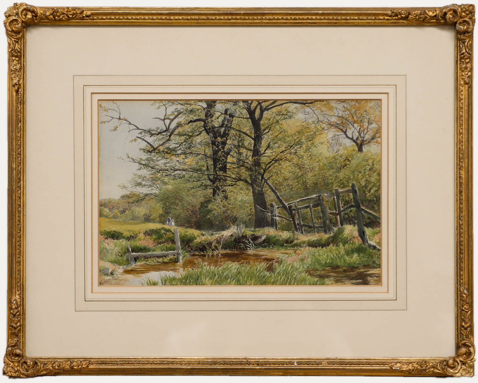 G. Davidson Framed Late 19th Century Watercolour, On The Woodland Boundary