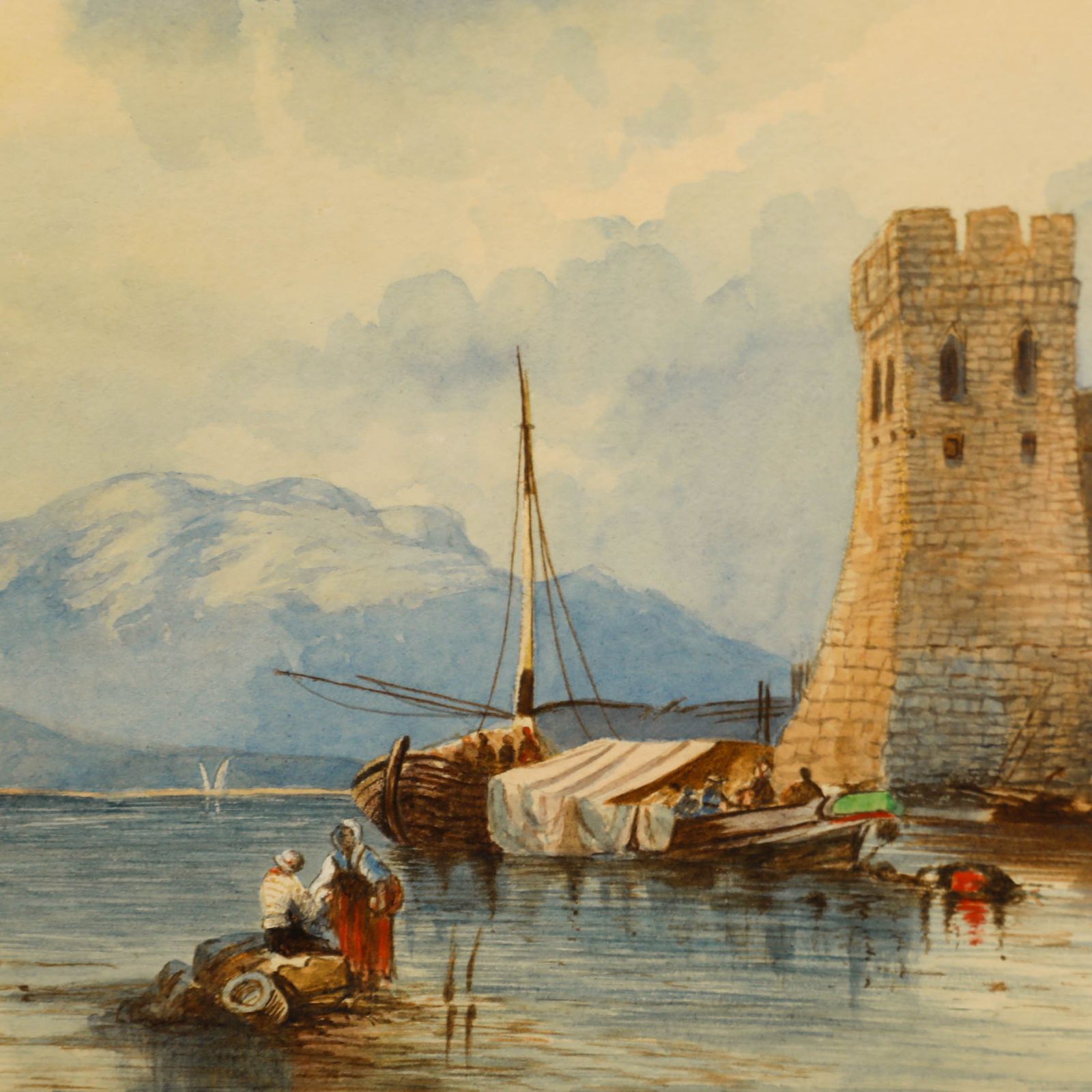 Follower Of Paul Marny (1829 1914) Watercolour, Boats At Saint. Etienne photo Art