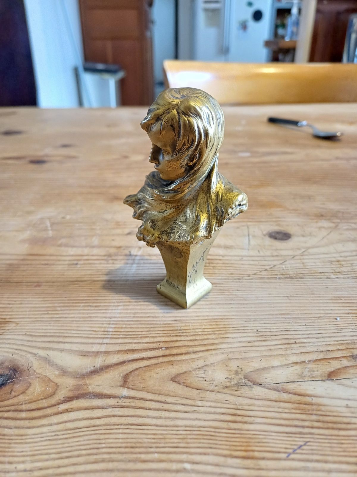 Jules Aimé Grosjean 1872 1906 Gilt Bronze 19th Bust Of Young Woman photo vintage