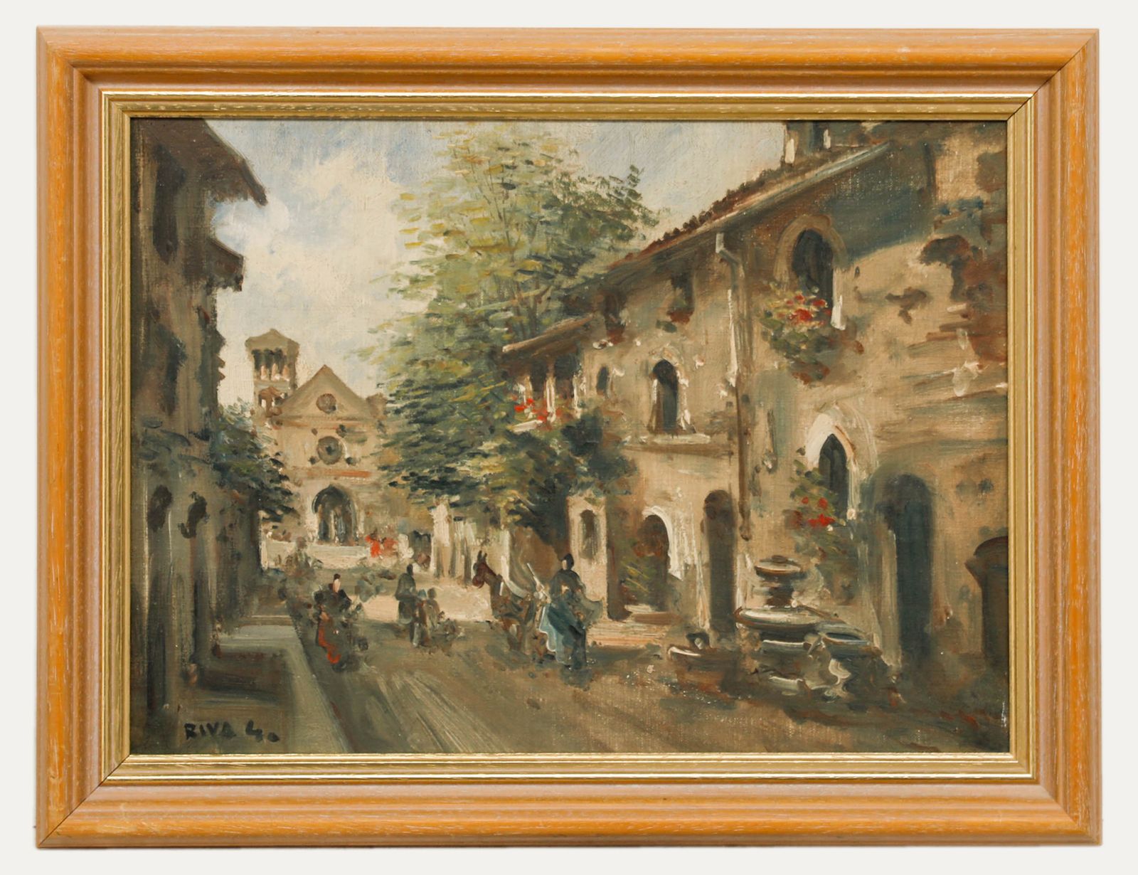 Riva Spanish School  1940 Oil, Spanish Street In Summer