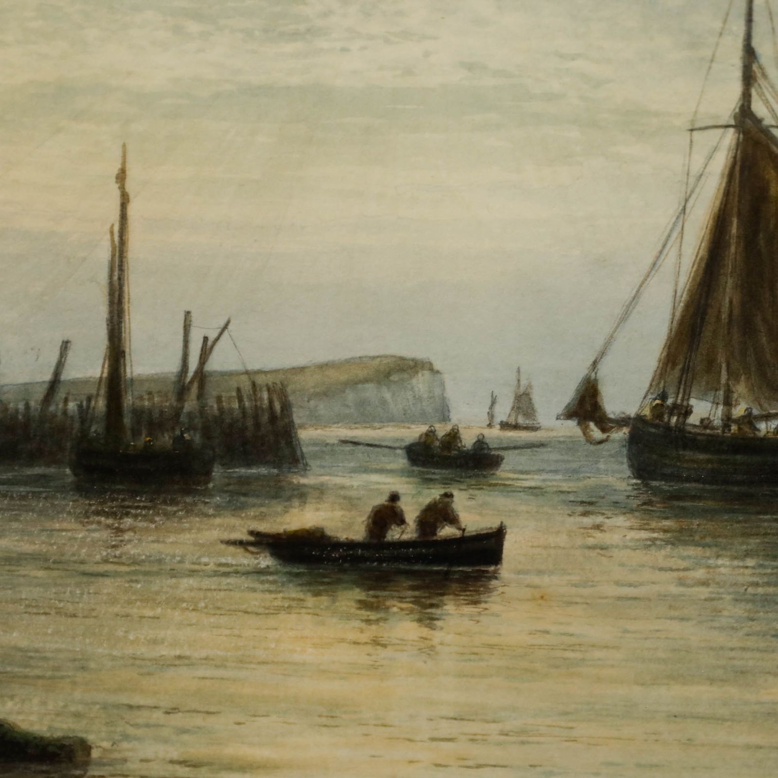 Fredrick Miller (Fl.1880 1892) Framed Watercolour, Boats Arriving At Newhaven photo vinterior