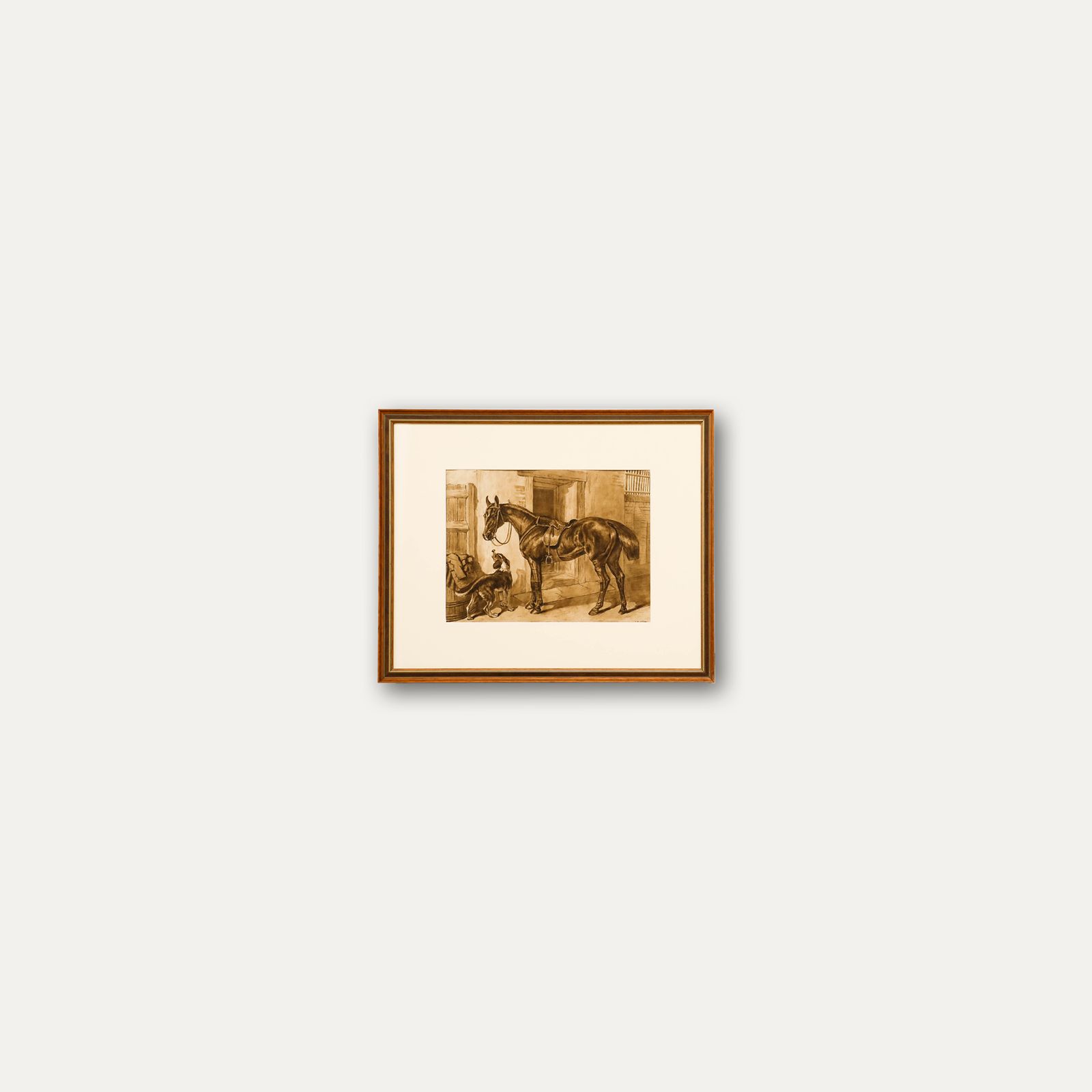 Edith Mary Cottam (1864 1942) Framed Watercolour, Saddled Hunter With Hound photo buy