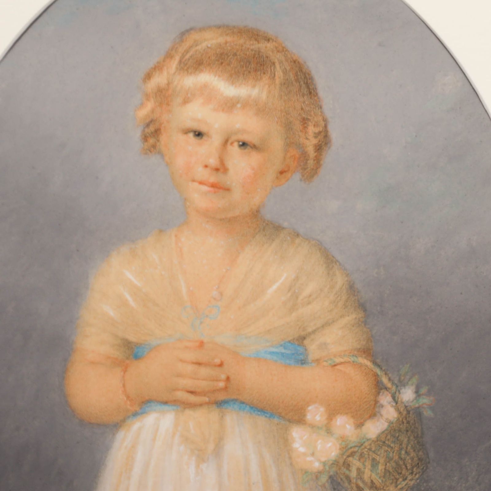 19th Century Watercolour Girl With A Flower Basket photo Art