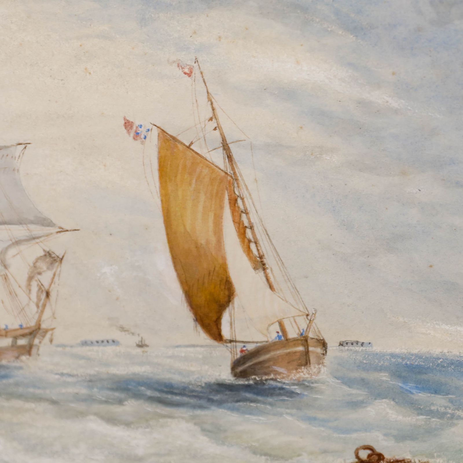 W. Bolt Framed Late 19th Century Watercolour, Ships Off A Choppy Coastline photo Art