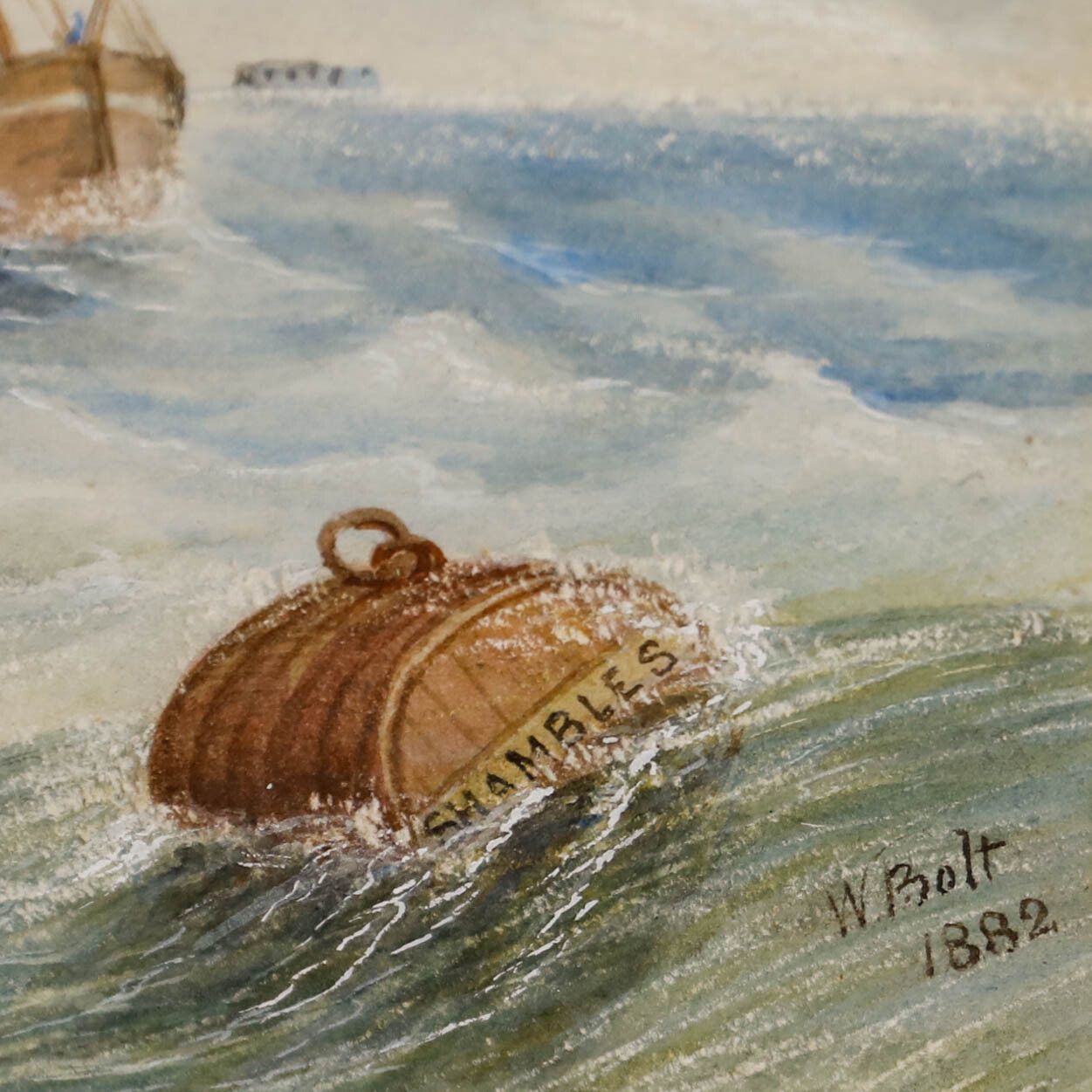 W. Bolt Framed Late 19th Century Watercolour, Ships Off A Choppy Coastline photo buy