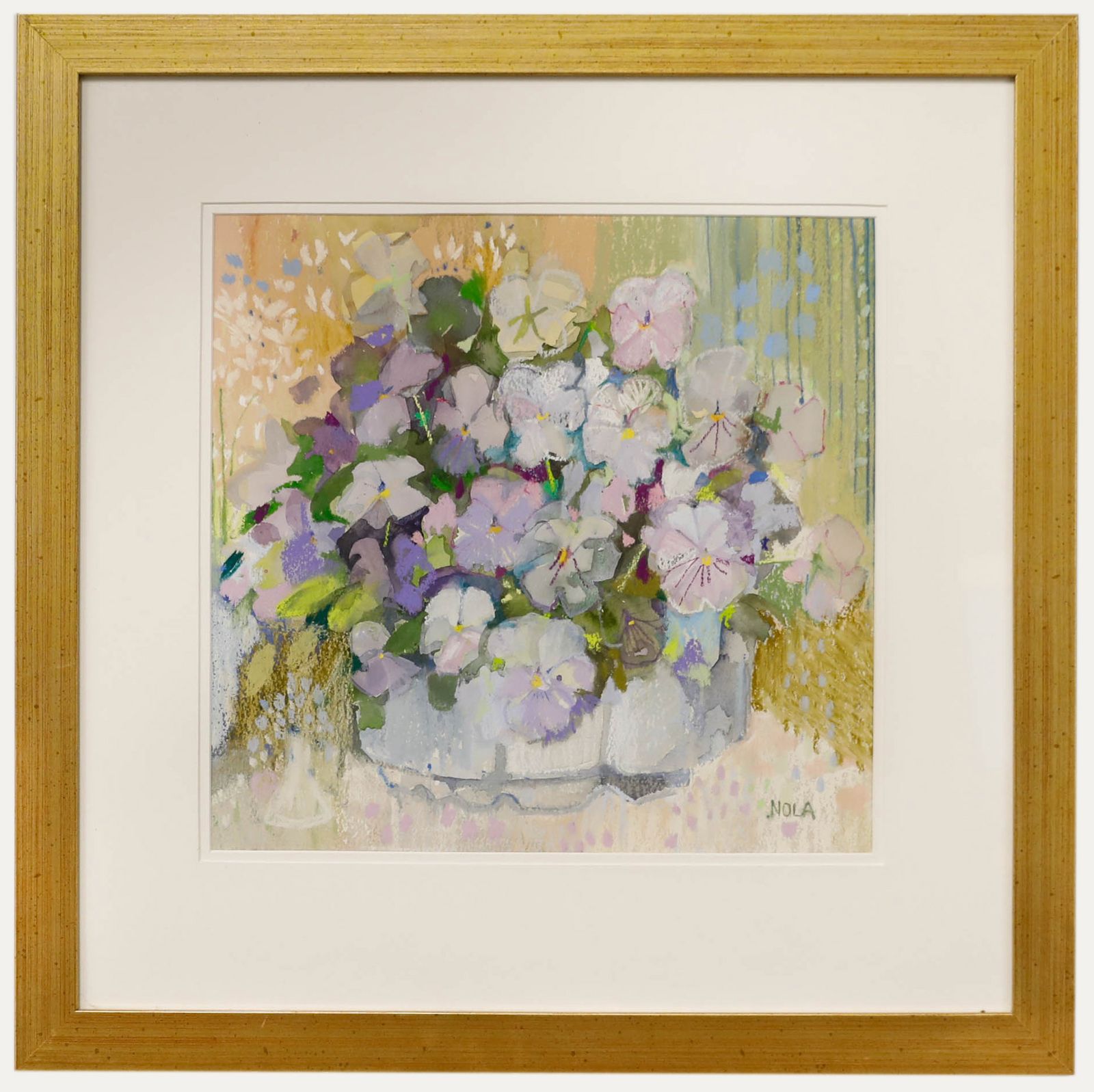 Nola Armstrong 20th Century Mixed Media, Pansies