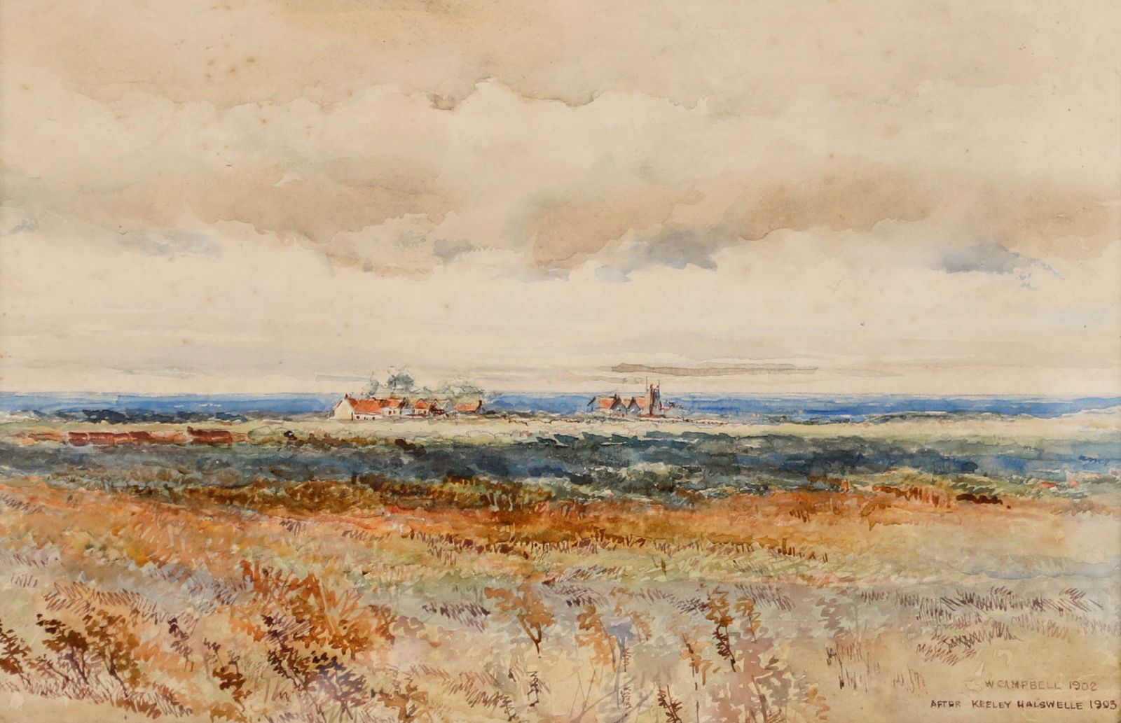 W. Campbell After Keeley Halswelle 1902 Watercolour, The Distant Village photo furniture