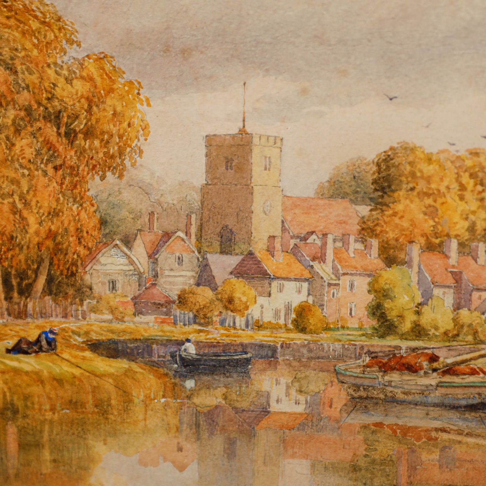 Samuel Standice Boden (1826 1896) 1872 Watercolour, Fishing From The Bank photo Art