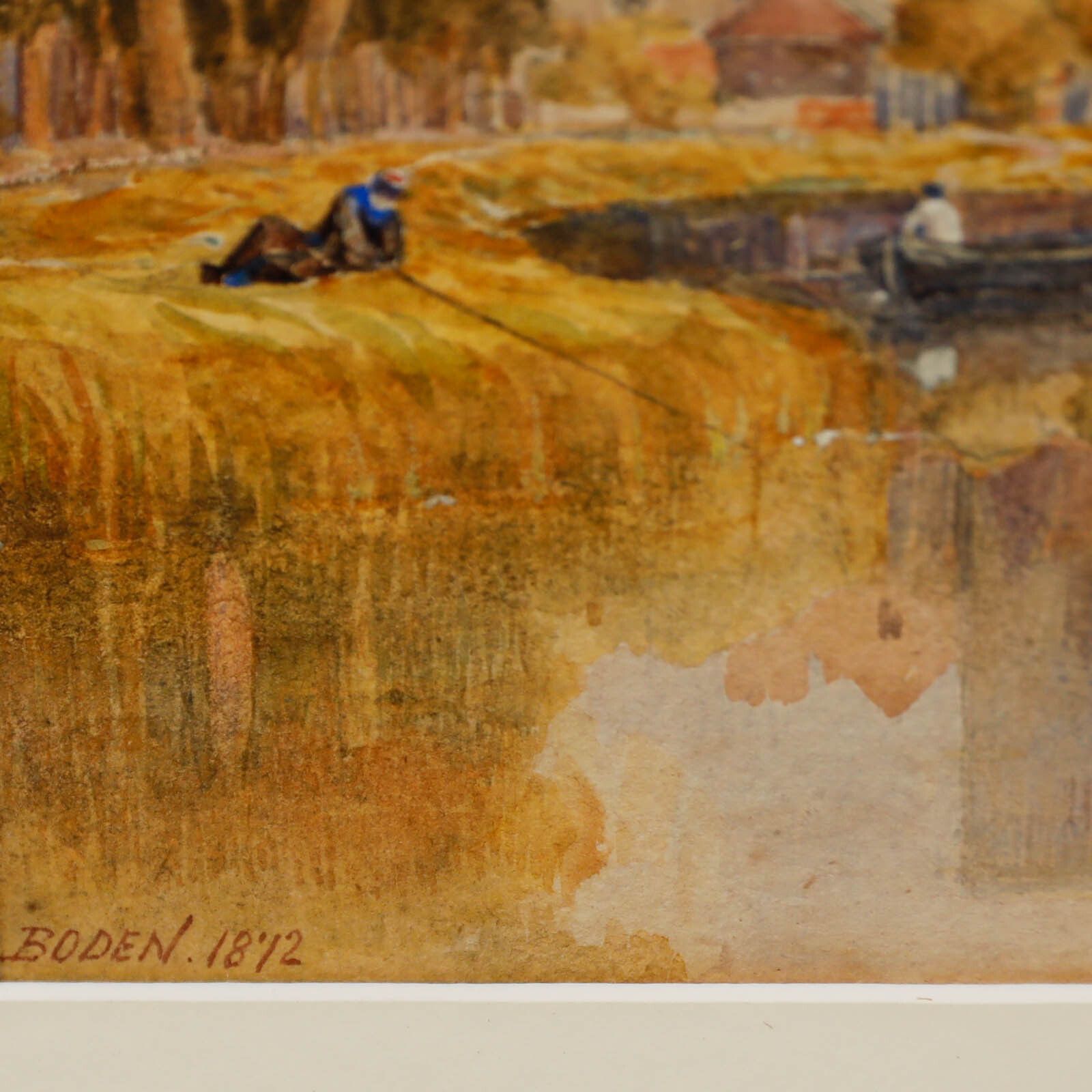 Samuel Standice Boden (1826 1896) 1872 Watercolour, Fishing From The Bank photo buy