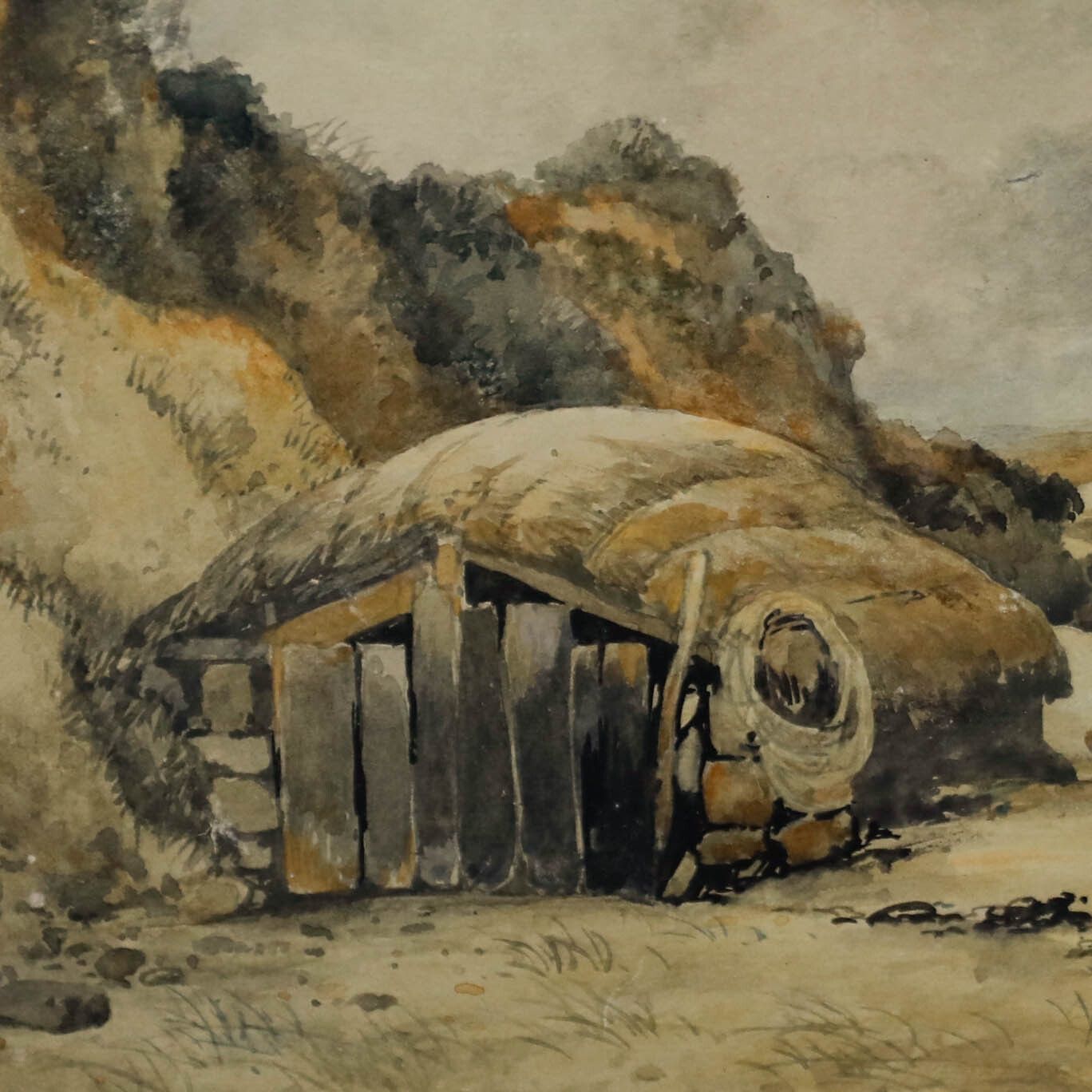 Edward William Cooke Ra (1811 1880) Framed Watercolour, On The Cornish Coast photo Art
