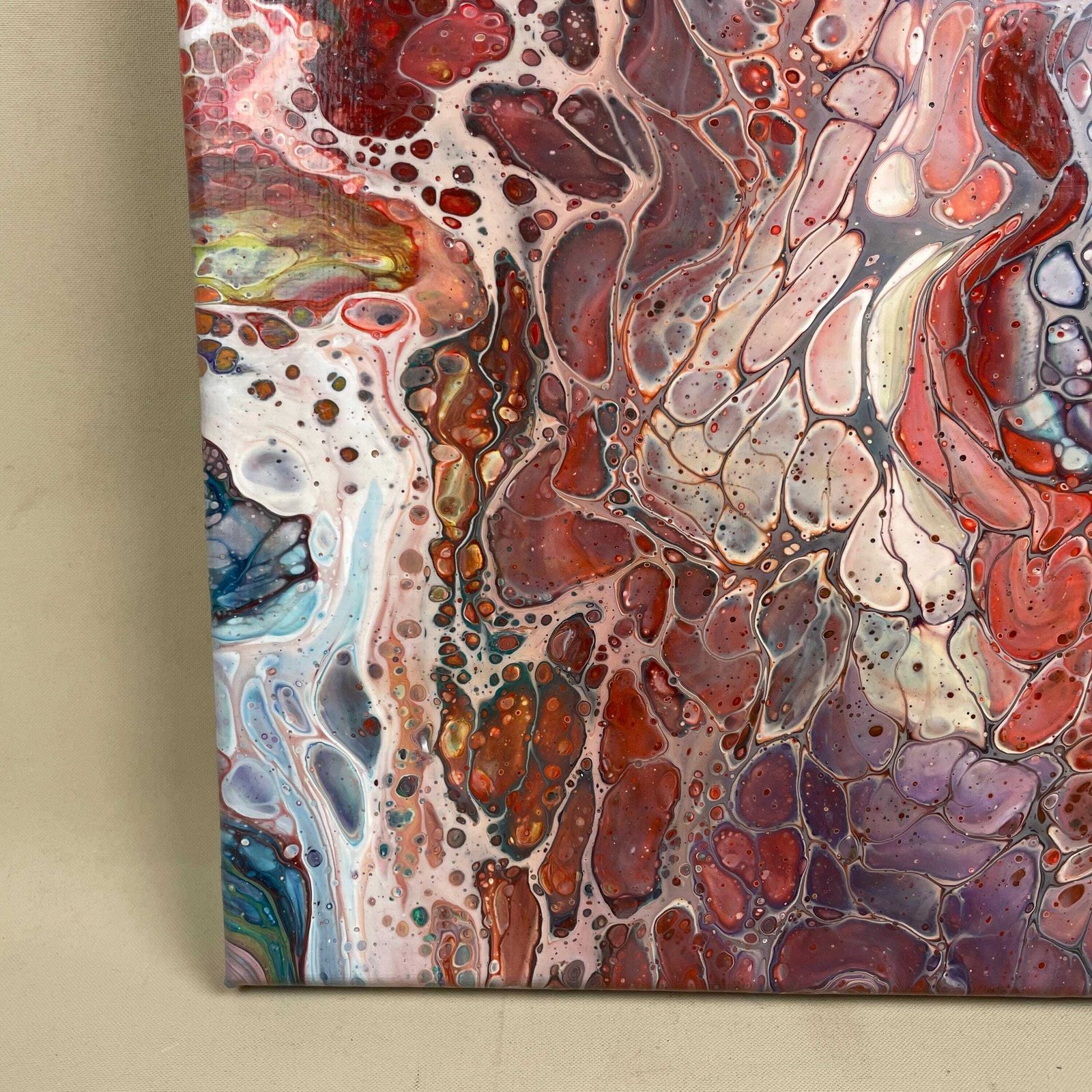 Vintage Marbled Painting Picture Original Artwork On Canvas Marble Pattern Wood Frame Painted Art Rectangle 31x22.7cm Wall Hanging Marbling photo buy