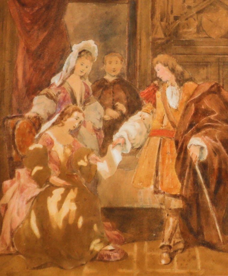 18th Century Watercolour Court Scene photo furniture