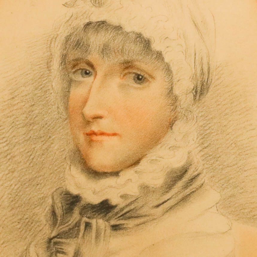 19th Century Graphite Drawing Portrait Of A Lady photo Art