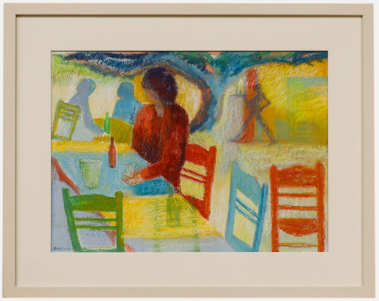 Mary Chugg (1935 2024) Framed Contemporary Pastel, A Cretan Taverna III