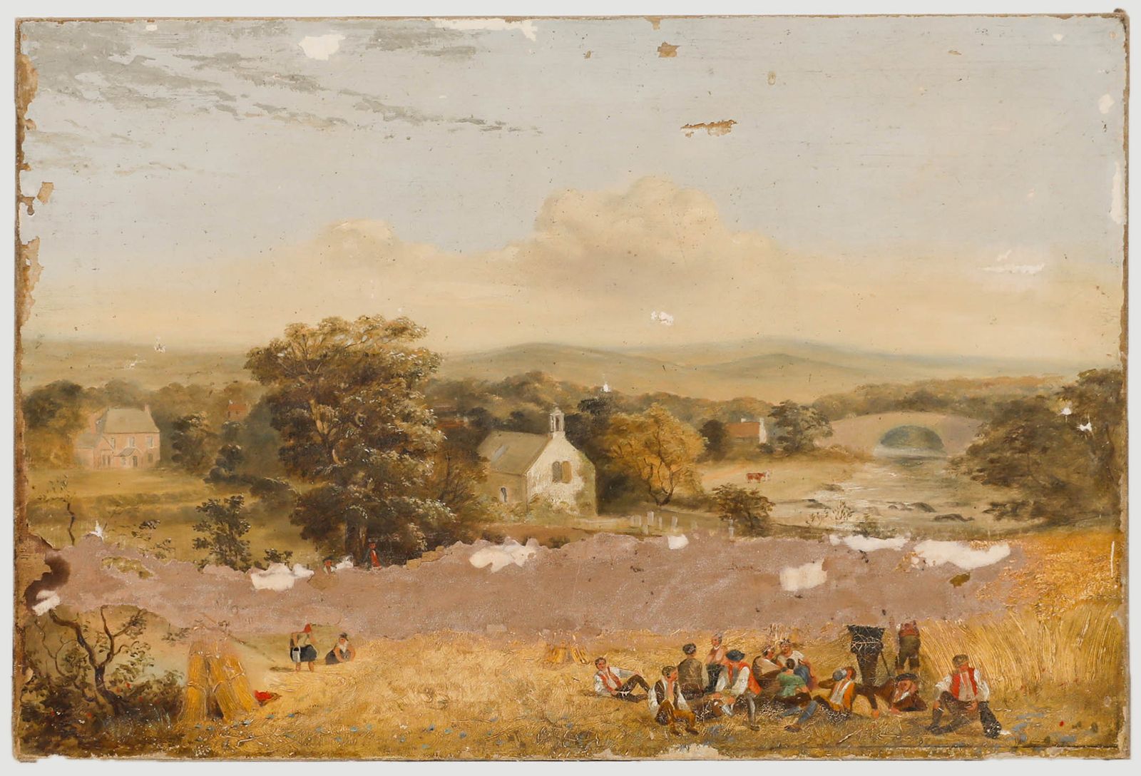 For Restoration Continental School Early 20th Century Oil Break In The Fields
