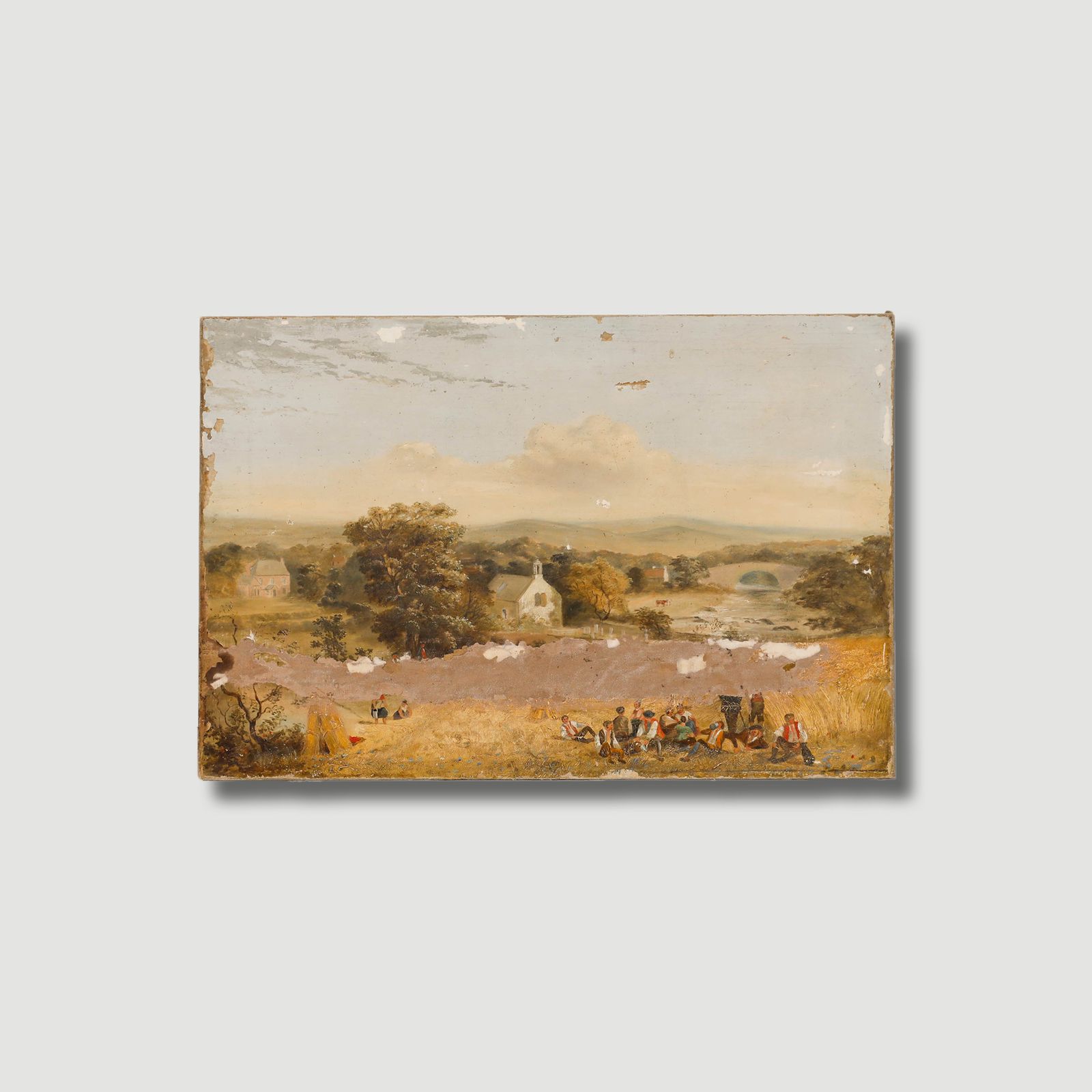 For Restoration Continental School Early 20th Century Oil Break In The Fields photo buy
