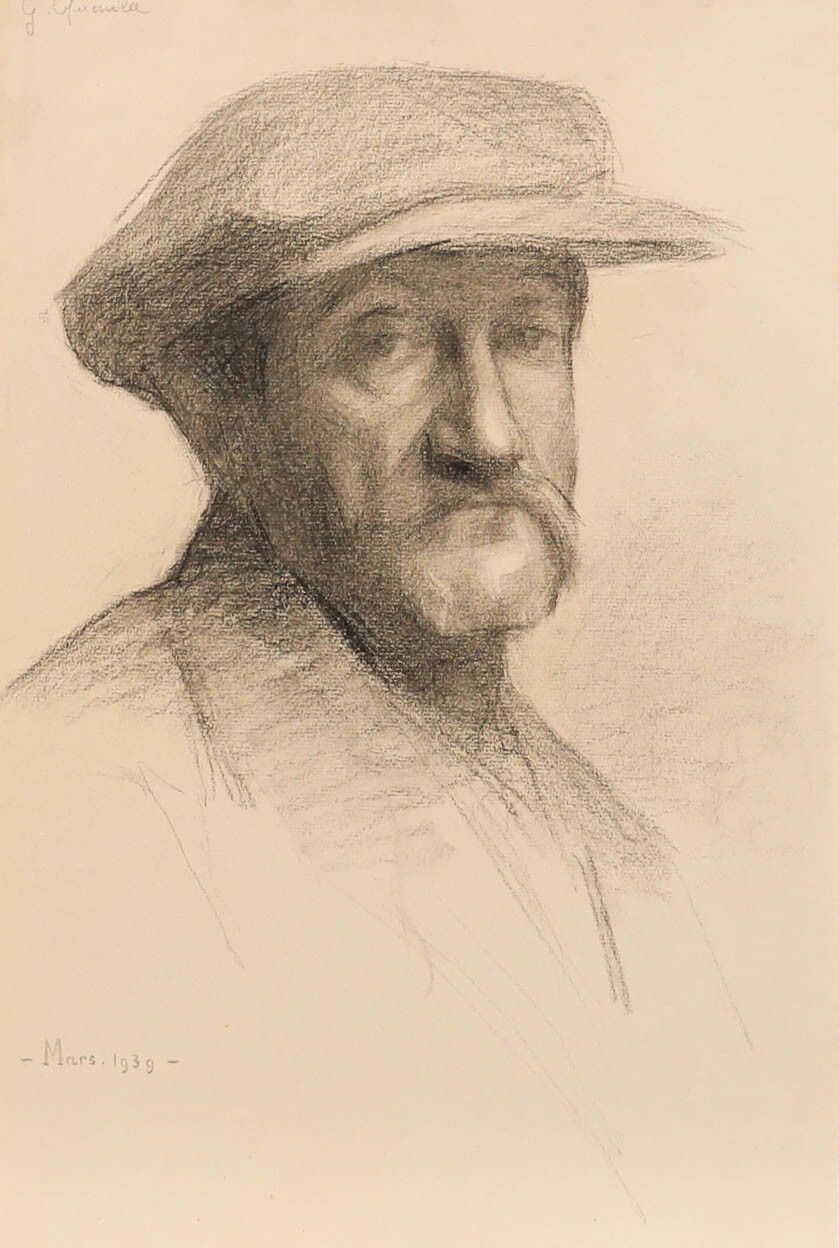 G. Querville 1939 Graphite Drawing, The Frenchman photo furniture