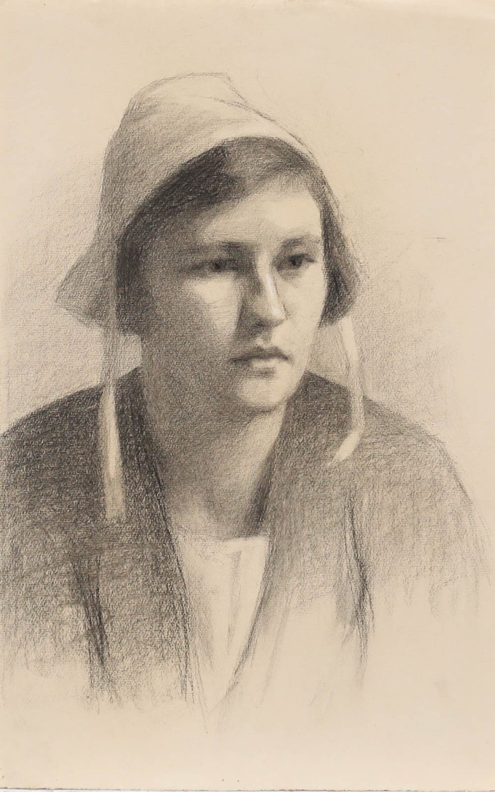 G. Querville 1938 Graphite Drawing, Dutch Woman photo furniture