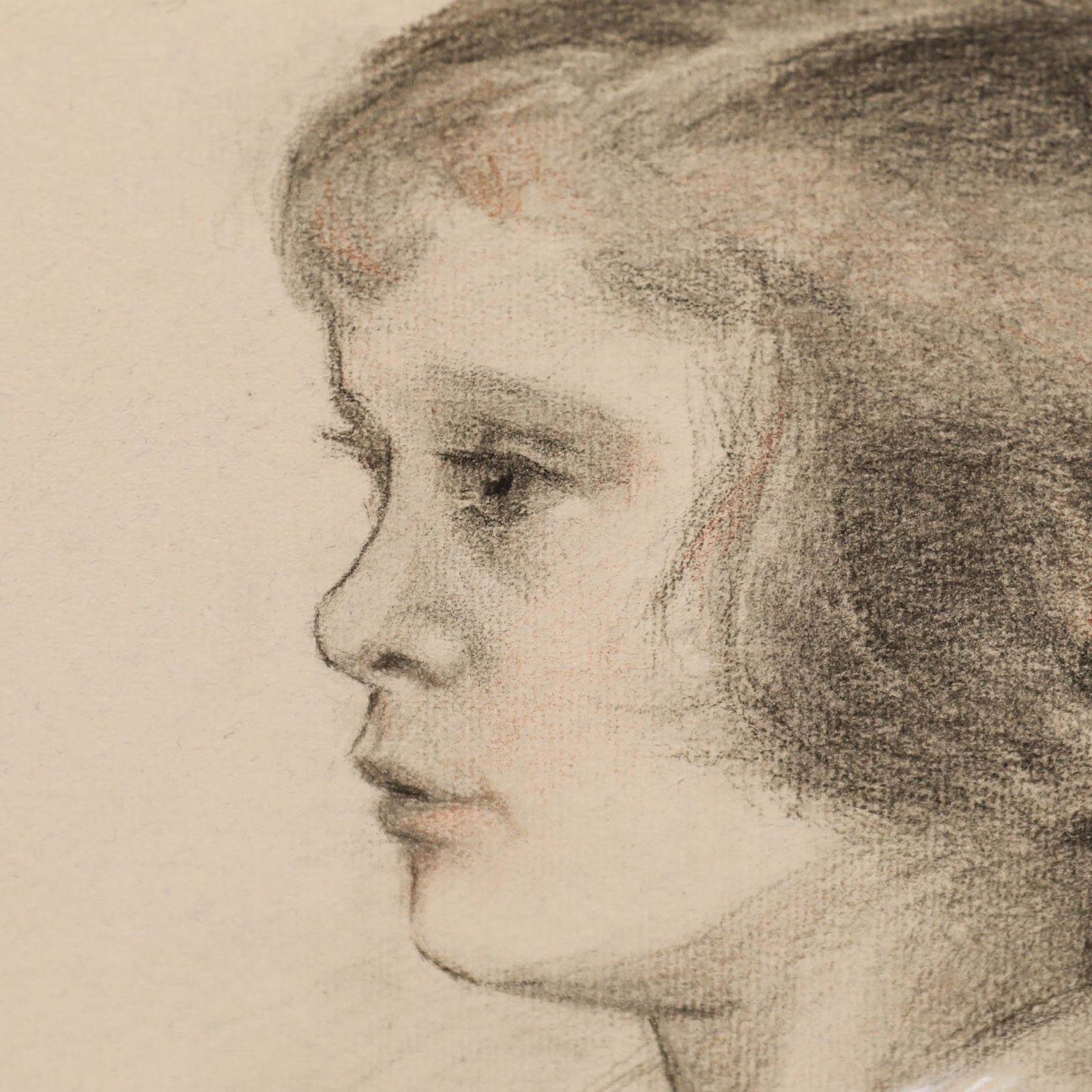 G. Querville Early 20th Century Graphite Drawing, Study Of A Girl photo for sale
