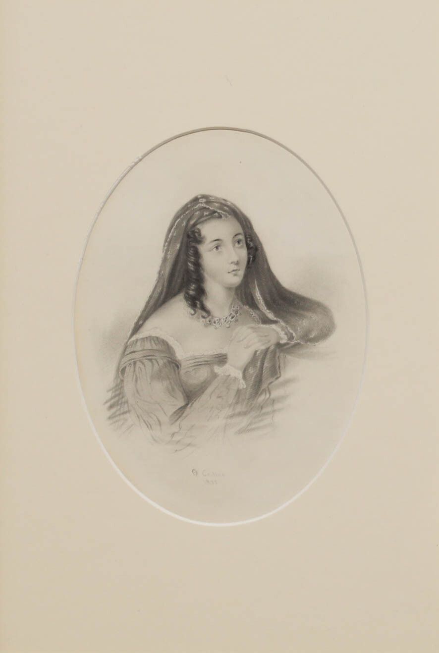 H.O. Collins 1835 Graphite Drawing, Italian Beauty photo furniture