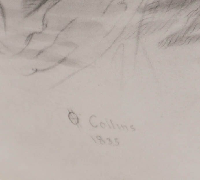 H.O. Collins 1835 Graphite Drawing, Italian Beauty photo vinterior