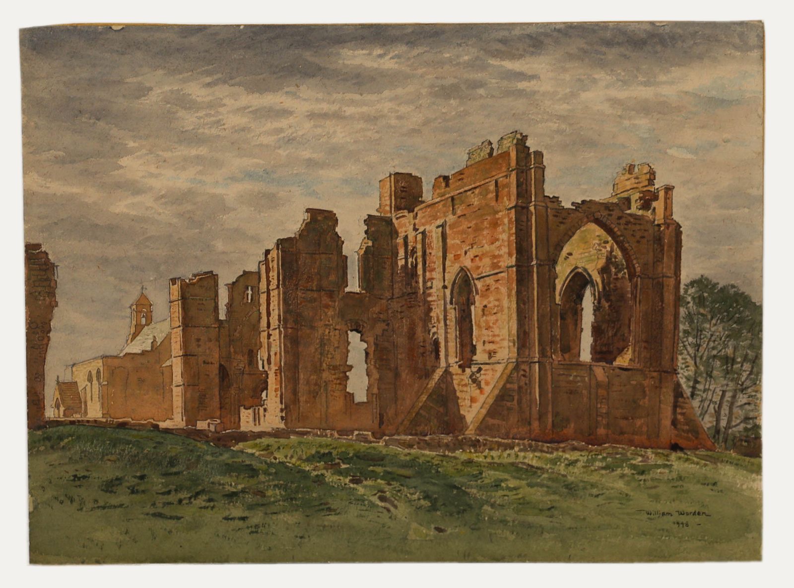 William Warden (1908 1982) 1948 Watercolour, Ruined Church photo furniture