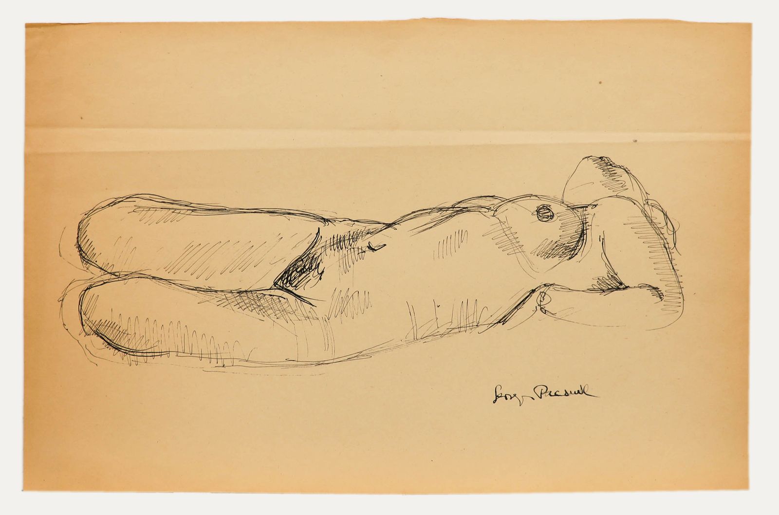 Georges Pacouil (1903 1996) Mid 20th Century India Ink, Reclining Nude IV photo furniture